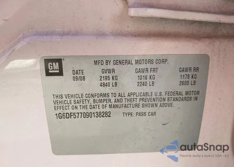 2009 Cadillac Cts Standard из США, поврежденный, VIN 1G6DF577090138282